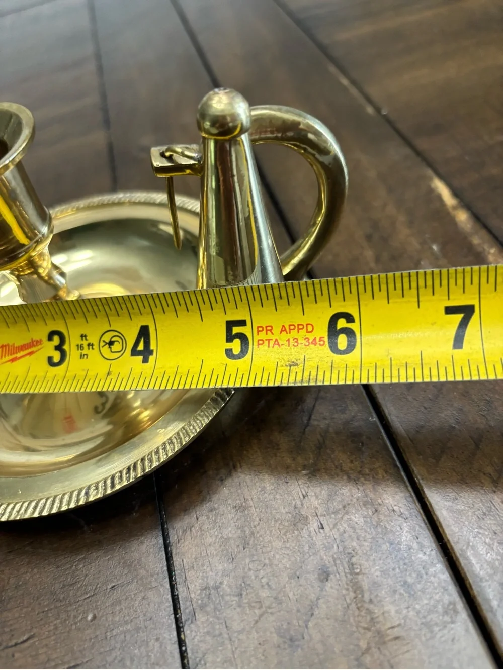 Vintage brass chamberstick candle holder with snuffer